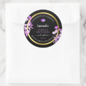 Black Purple Floral Étiquette d'emballage (Sac)