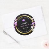 Black Purple Floral Étiquette d'emballage (Enveloppe)
