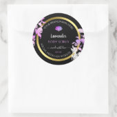 Black Purple Floral Étiquette d'emballage (Sac)