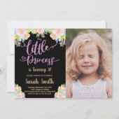 Black Purple Princess Invitations Anniversaire W P (Devant)