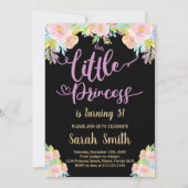 Black Purple Princess Invitations d'anniversaire (Devant)