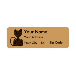 Black Puzzle Cat-Adresetiketten Etiket