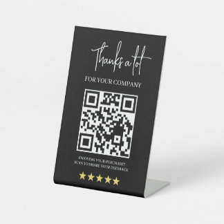 Black QR Code 5-Star Business Review Pedestal Sign Reclamebord Met Voetstuk