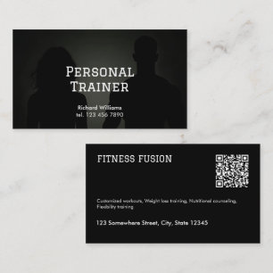 Black QR Fitness Personal Trainer Visitekaartje
