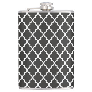 Black Quatrefoil Heupfles