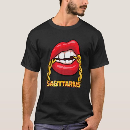 Black Queen Birthday Red Lips Chain Sagittarius Zo T-shirt (Voorkant)