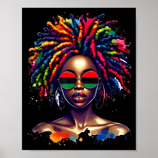 Black Queen Dripng Afro Melanin Black History Mont Poster (Voorkant)