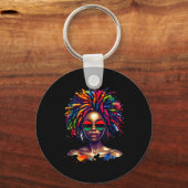 Black Queen Dripng Afro Melanin Black History Mont Sleutelhanger (Voorkant)