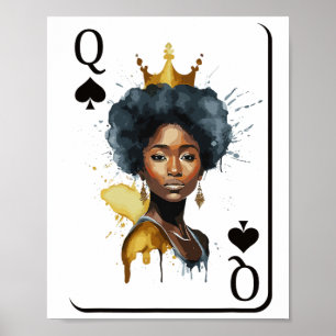 Black Queen Kaart Black History Month Afrikaanse B Poster