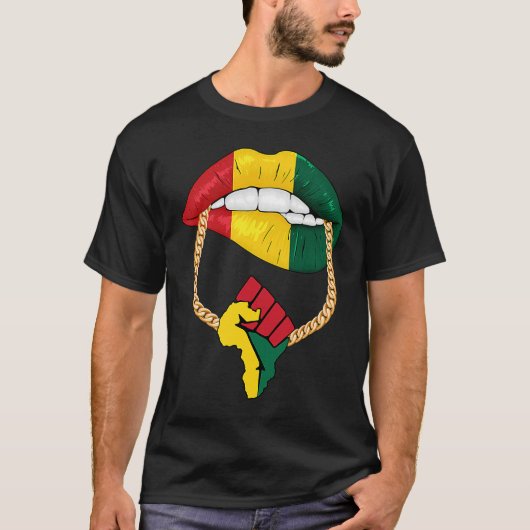 Black Queen Melanin Lips Africa Flag Pride BHM Bla T-shirt (Voorkant)
