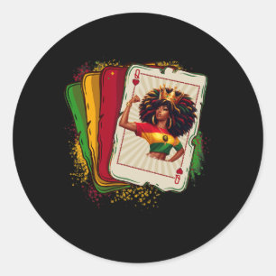 Black Queen of Hearts kaartspel Proud Black H Ronde Sticker