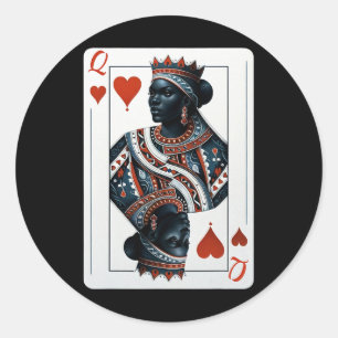 Black Queen of Hearts kaartspel Proud Black W Ronde Sticker
