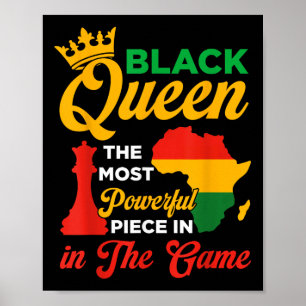 Black Queen schaak krachtig stuk in het spel Junet Poster