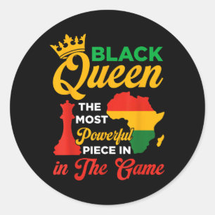 Black Queen schaak krachtig stuk in het spel Junet Ronde Sticker