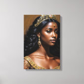 Black Queen Wearing Tiara Portrait Canvas Afdruk (Voorkant)