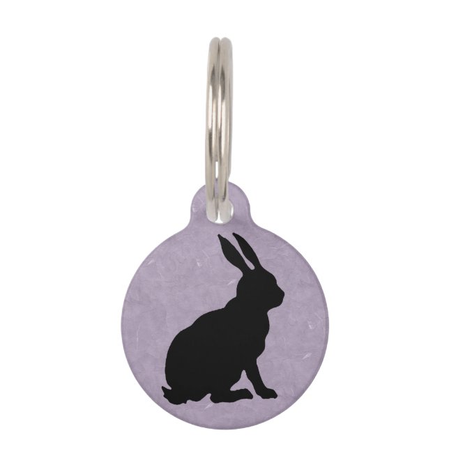 Black Rabbit Silhouette Easter Bunny Huisdierpenning (Voorkant)