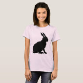 Black Rabbit Silhouette Easter Bunny T-shirt (Voorkant volledig)