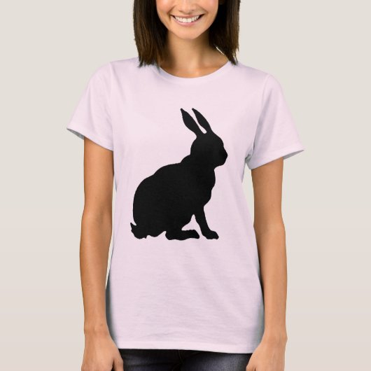 Black Rabbit Silhouette Easter Bunny T-shirt (Voorkant)