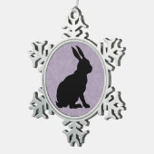 Black Rabbit Silhouette Easter Bunny Tin Sneeuwvlok Ornament (Rechts)