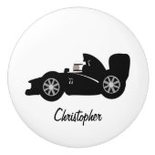 Black Racing Car Design Keramische Knop (Voorkant)