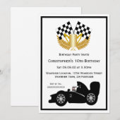 Black Racing Car Verjaardagsfeestje Kaart (Voorkant / Achterkant)
