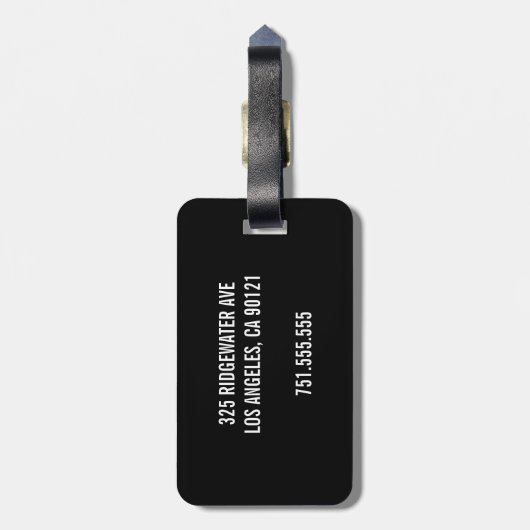 Black Racing Stripes op Oranje monogrammed Custom Bagagelabel (Achterkant verticaal)