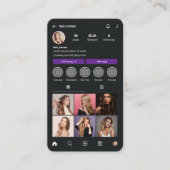 Black & Rainbow Glitter Instagram Kapper Visitekaartje (Voorkant)