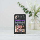 Black & Rainbow Glitter Instagram Kapper Visitekaartje (Staand voorkant)