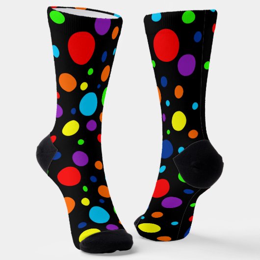 Black Rainbow Spots Crew Socks Sokken (Gebogen)