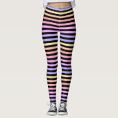 Black Rainbow Stripe Pattern Leggings (Voorkant)
