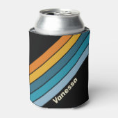 Black Rainbow Stripes with Name Blikjeskoeler (Blikje Voorkant)