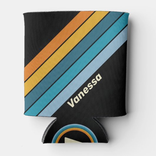 Black Rainbow Stripes with Name Blikjeskoeler (Voorkant)