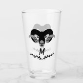 Black Ram met Twisted Horns Silhouette Monogram Glas (Voorkant)