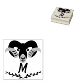 Black Ram met Twisted Horns Silhouette Monogram Rubberstempel (Gestempeld)