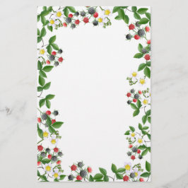 Black Raspberry Floral Stationery Briefpapier