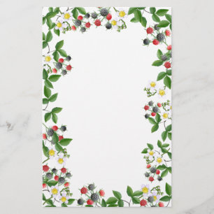 Black Raspberry Floral Stationery Briefpapier
