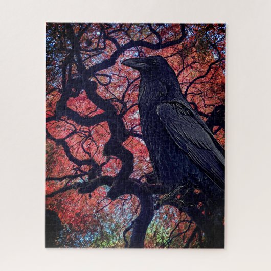 Black Raven and Gnarly Japanese Maple Legpuzzel (Verticaal)