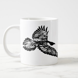 Black Raven Bird Soaring in Flight Swooping Art Extra Grote Beker