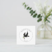 Black Raven Crow Square Visitekaartje (Staand voorkant)