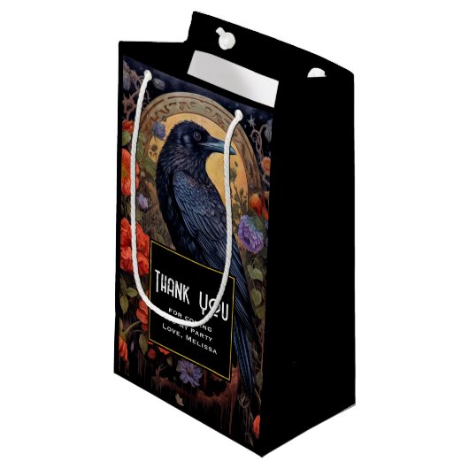 Black Raven Dark Gothic Party Dank u Klein Cadeauzakje (Voorkant Gekanteld)
