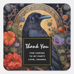 Black Raven Dark Gothic Party Dank u Vierkante Sticker
