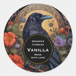 Black Raven Donker Gotische Kaars Craft Ronde Sticker