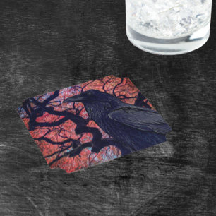 Black Raven en Gnarly Japanse esdoorn boom Kartonnen Onderzetters