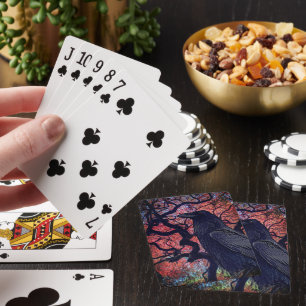 Black Raven en Gnarly Japanse esdoorn boom Pokerkaarten