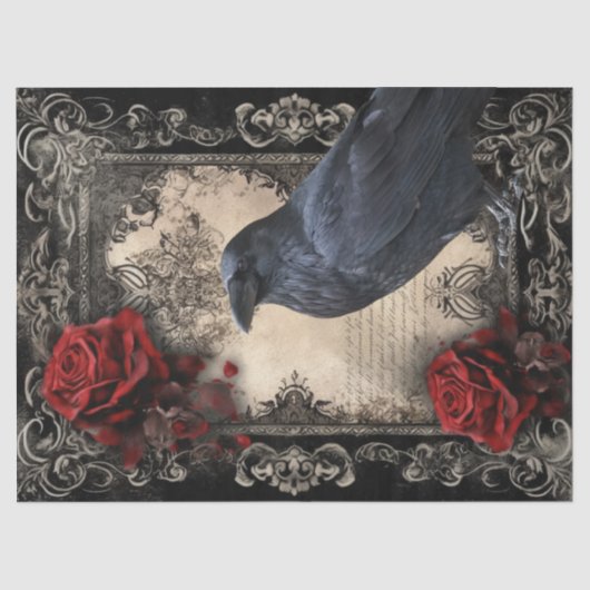 Black Raven Floral Tissuepapier (Voorkant)