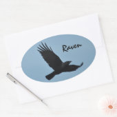 Black Raven Flying in Blue Sky Foto Ovale Sticker (Envelop)