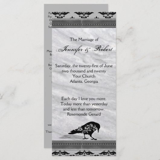 Black Raven Gothic Frame Wedding Programme (Devant / Derrière)