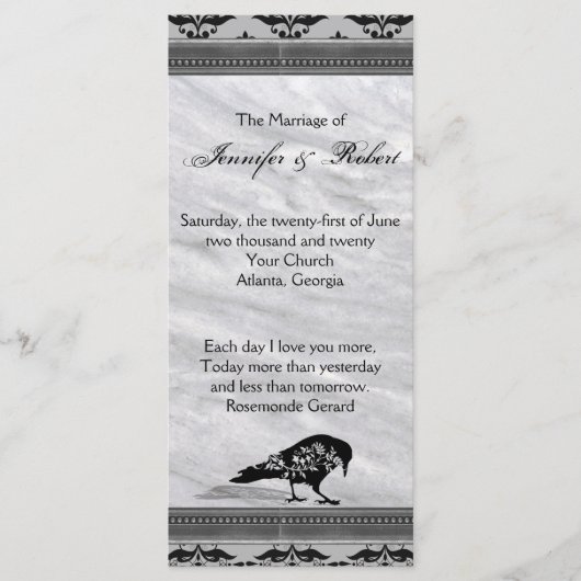 Black Raven Gothic Frame Wedding Programme (Devant)