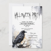 Black Raven Halloween Party Kaart (Voorkant)