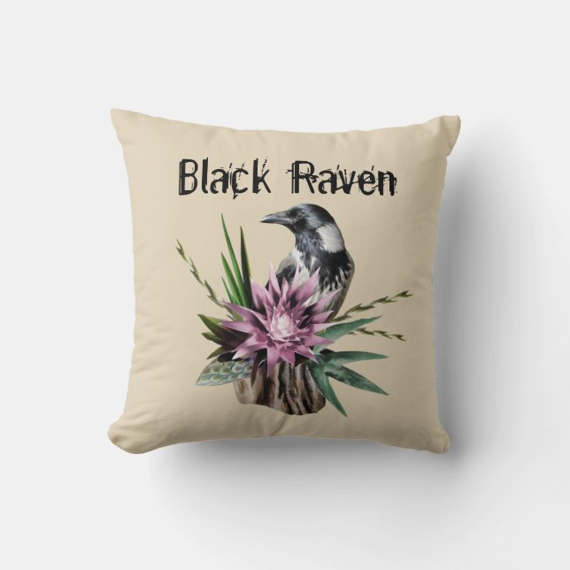 Black Raven Kussen (Voorkant)